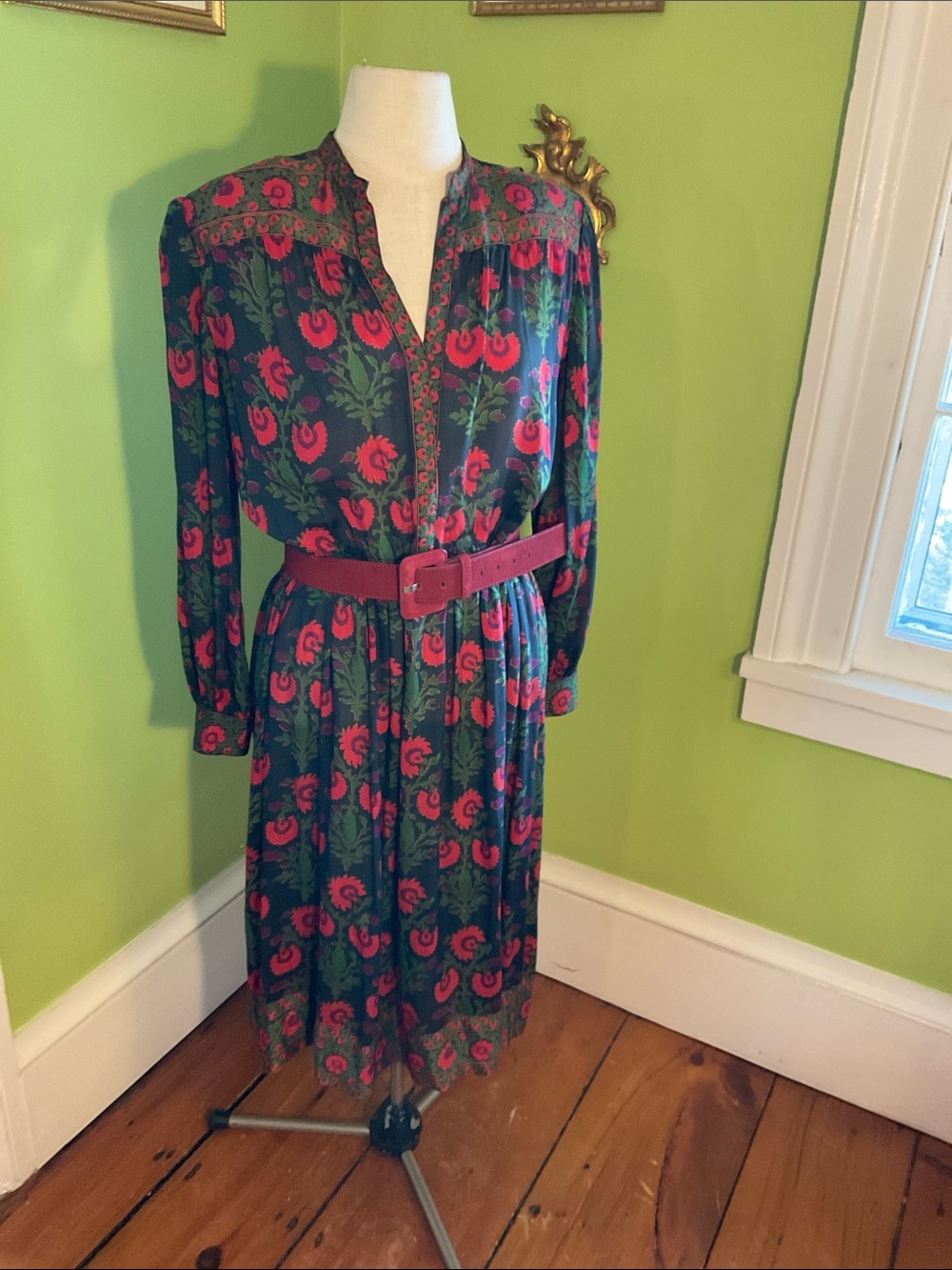 Judith Ann for Heiser-Egan vintage 80s block print silk dress